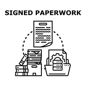 Signed paperwork process with digital data management Stock Illustration