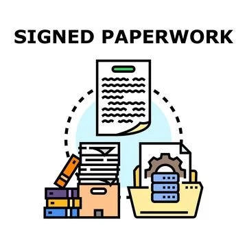 Signed paperwork process with digital data management Stock Illustration