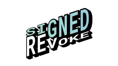 SIGNED vs REVOKE, 3D Text Animation in Isometric View with Opposite Word Motion Stock Footage 314264005