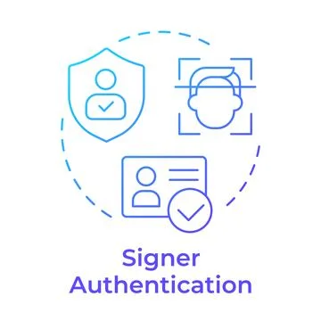 Signer authentication blue gradient concept icon Stock Illustration