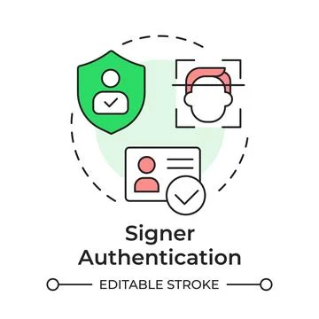 Signer authentication multi color concept icon Stock Illustration
