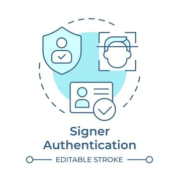 Signer authentication soft blue concept icon Illustrazione stock