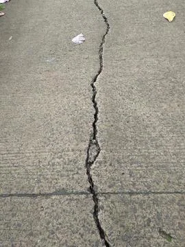 Significant cracks in the concrete surface Stock Photos