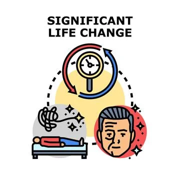 Significant life change process with aging and reflection Stock Illustration