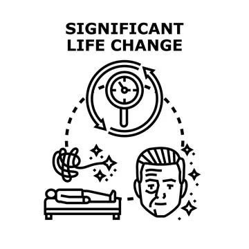 Significant life change process with aging and reflection Stock Illustration