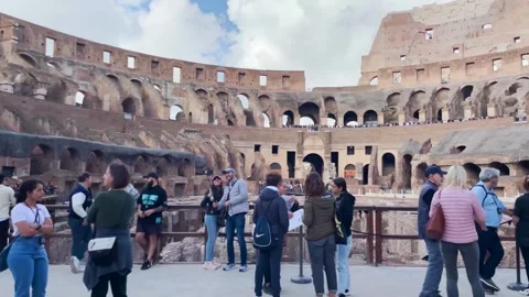 Significant number of tourists inside the iconic Roman Colosseum. Stock Footage 262581845