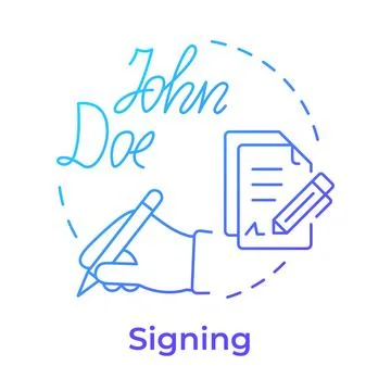Signing blue gradient concept icon Illustrazione stock