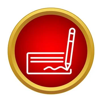 Signing a check with a pen icon for payment Stock Illustration