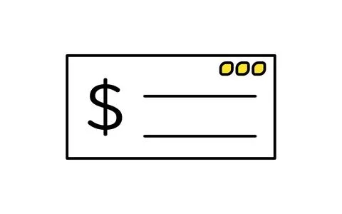 Signing a checkbook simple line drawing icon, illustration of traditional p.. Stock Illustration