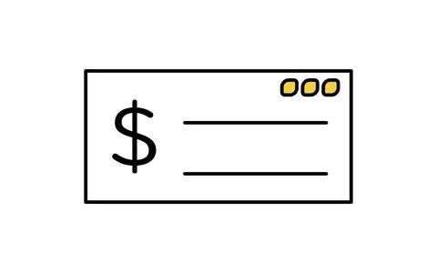 Signing a checkbook simple line drawing icon, illustration of traditional p.. Stock Illustration