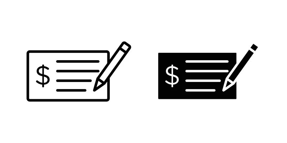 Signing cheque icon illustration vector, icon set for apps 스톡 일러스트