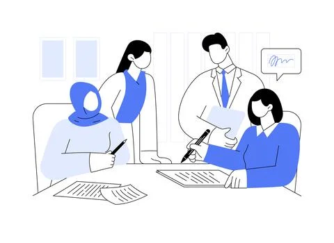 Signing contract abstract concept vector illustration. Stock Illustration