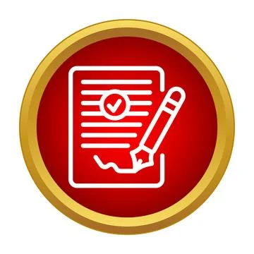 Signing contract document icon representing agreement validation Stock Illustration
