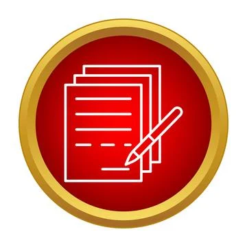 Signing contract document paperwork with a pen icon Stock Illustration