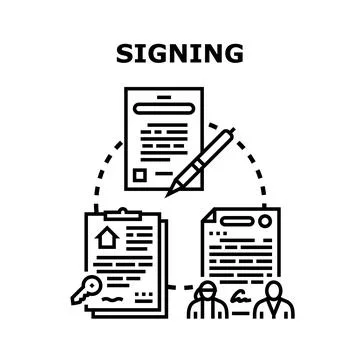 Signing contract documents agreement vector concept Stock Illustration