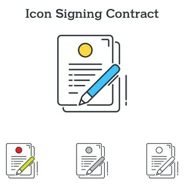 Signing Contract flat icon design for infographics and businesses Stock Illustration