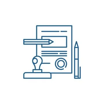 Signing a contract line icon concept. Signing a contract flat vector symbol Stock Illustration