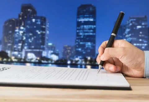 Signing contract Stock Photos