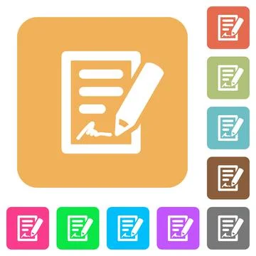 Signing contract rounded square flat icons Stock Illustration