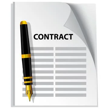 Signing contract on table vector image on white Stock Illustration