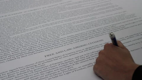 Signing Declaration of Authority 2021 Document Washington DC Stock Footage 147005009