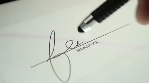 Signing a Digital Document With a Stylus on a Screen Electronic Signature Stock Footage 166704025