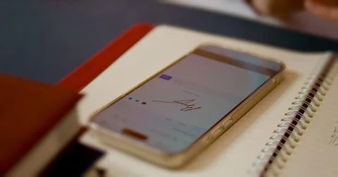 Signing digital document using smartphone Stock Photos
