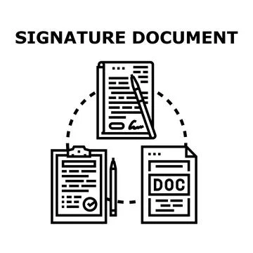 Signing document concept with digital paperwork approval process Stock Illustration