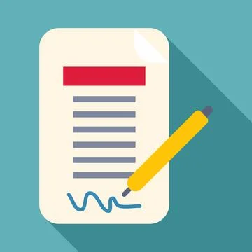 Signing document icon concept with pen and signature Stock Illustration