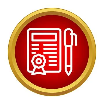 Signing document icon representing agreement and contract 库存插图