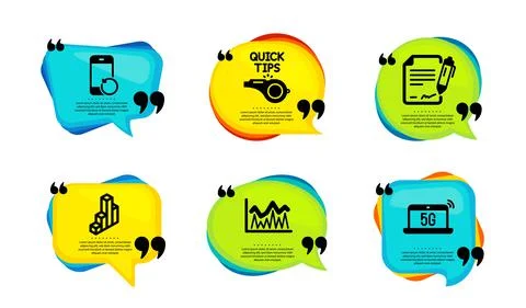 Signing document, Investment and Tutorials icons set. 3d chart, Recovery phone Stock Illustration