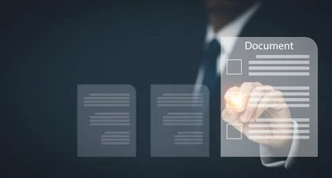 Signing electronic documents on digital documents Online, businessman with co Stock Photos