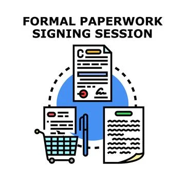 Signing formal document paperwork for business contract agreement Stockillustratie