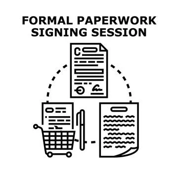 Signing formal document paperwork for business contract agreement Illustrazione stock