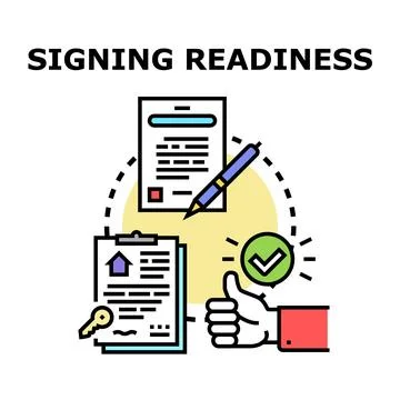 Signing readiness concept for document agreement confirmation 스톡 일러스트