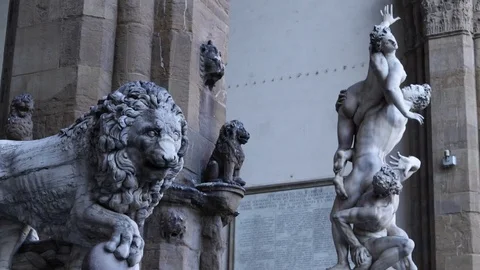 Signoria Florence statues Stock Footage 93663694