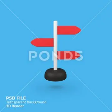Signpost Arrow Direction Ways isolated 3d render icon illustration PSD Template