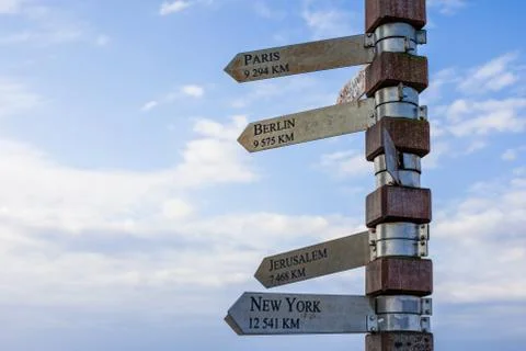 Signpost at cape point Stock Photos