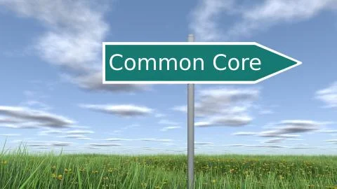 Signpost with Common Core wording. 3D rendering. Stock Illustration
