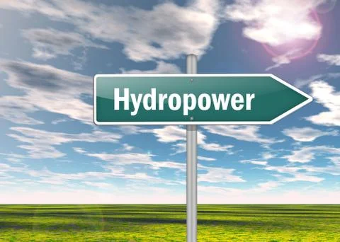 Signpost hydropower Stock Illustration