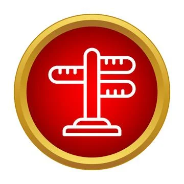 Signpost indicating directions in red circle icon Stock Illustration