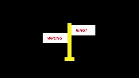 Signpost labels indicate wrong and right directions. This signpost helps in.. Stock Footage 337620505