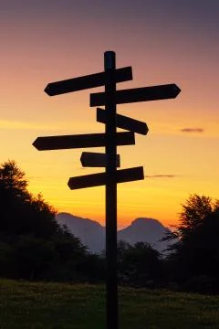 Signpost in the mountain Stock Photos