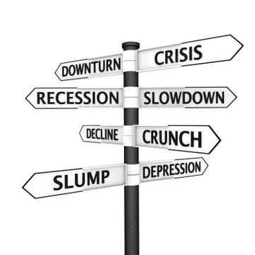 Signpost pointing to crisis Stock Illustration