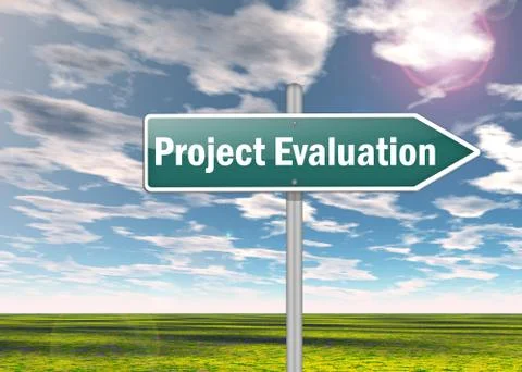 Signpost project evaluation Illustrazione stock