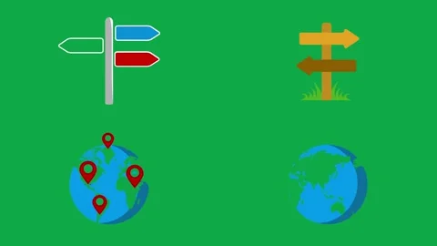 Signpost Sign Globe Earth animation on green screen 3d clay model perfect Stock Footage 334704205