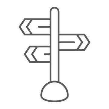 Signpost thin line icon, direction and sign, guidepost sign, vector graphics, a Stock Illustration