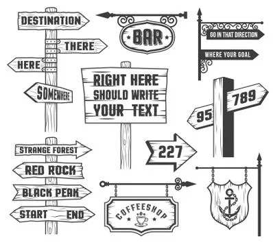 Signposts in comics style Illustrazione stock