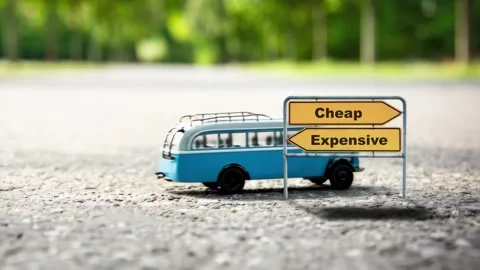 Signposts the direct way to Cheap versus Expensive Stock Footage 312691930