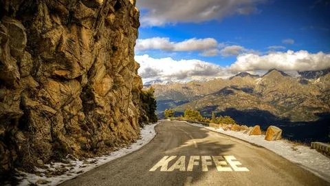 Signposts the direct way to Coffee Stock-Fotos